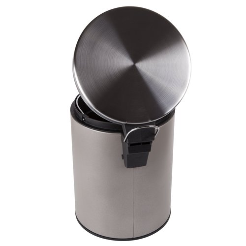 Creative Home Stainless Steel Round Step Trash Can Wastebasket Garbage Container Recycle Bin, 5 Liter/ 1.3 Gallon, Silver