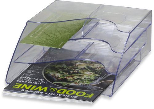 Officemate Multi-Use Literature Holder, 6 Pockets for 4.125 Inch Wide Leaflets or 3 Pockets for Letter Size Sheets or Folders, Clear (22914)
