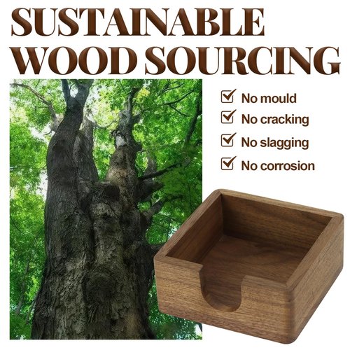 MultiBey Walnut Wood Sticky Note Holder, North American Walnut Post it Not Dispenser Self Stick Notepad Holder Desk Supplies Organizer for Office School Home, Gift