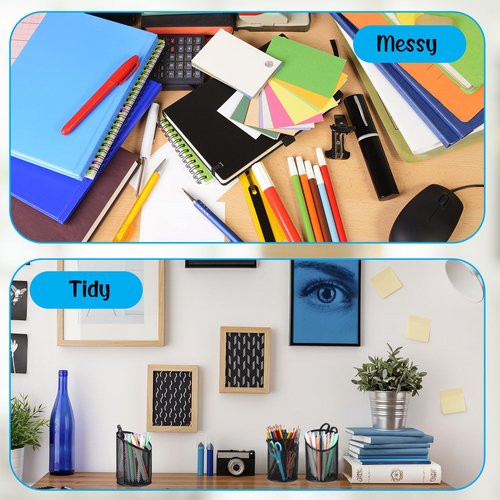 Sherr 4 Pack Mesh Pencil Holder Metal Pen Cup for Desk Round Pen Holder with 3 Compartments Desktop Pencil Organizer for Office Home School Tabletop