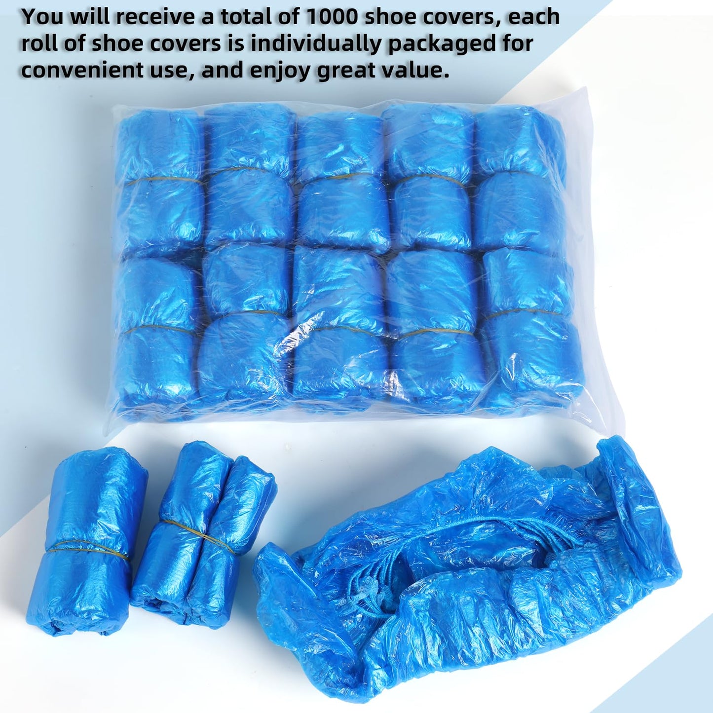 LYSHIYI 1000 Pcs Shoe Covers Disposable, Non-Slip, Reliable Shoe Covers for Indoors, 15.7'' Adjustable Size Great Value Boot Covers for Home, Hospitals, and Businesses