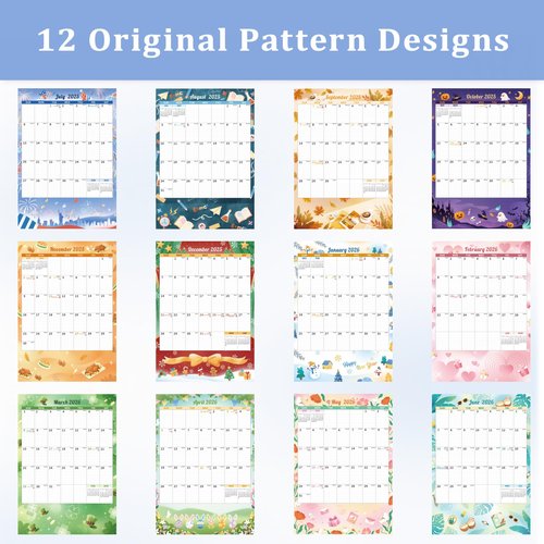 Ospelelf Calendar 2025-2026 Monthly Wall Large Planner Pad with Protective Cover Pockets Sticker for Family Fridge Office Teacher Student 17" X 12" Season