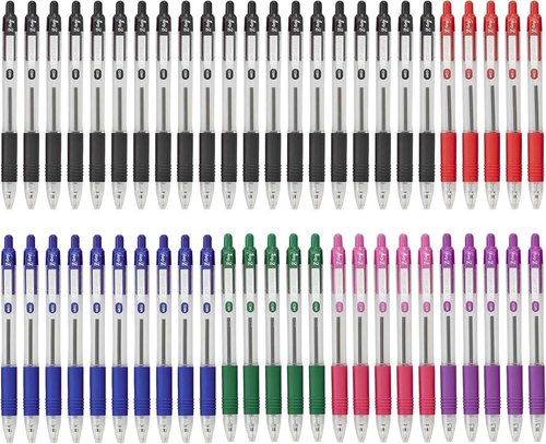 ZEBRA Z GRIP Assorted Ballpoint Pens, Retractable with Smooth Ink, Comfortable Grip and Pocket Clip Reliable Biro Medium Point 50 Pack 5 Assorted Colours
