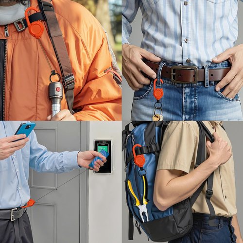 Heavy Duty Carabiner Badge Holder with Retractable Clip,Multitool Tactical ID Badge Reel with 23.6” Steel Retractable Cord for Men and Women(Orange 2 Pack)