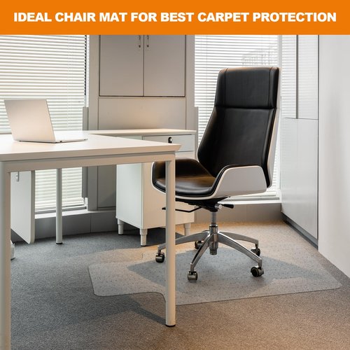 Thickened Chair Mat for Carpet- Low Pile Carpet Protector for Office Computer Desk Chair. Heavy Duty Desk Chair Mat for Carpeted Floors. Clear. (with Lip, 47.5"X35.5"X0.15“)