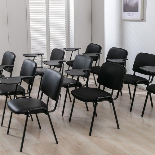 Mesh Stackable Chairs Set of 20 with Tablet Arm, Black Classroom Chair for Student, Office Waiting Room Chairs for Conference Room, Training, Meeting & Reception, Church