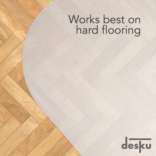 DESKU Rounded Triangle Desk Chair Mat – Heavy-Duty PVC Mats Optimised for Hard Floor Protection, Clear, 46x50 Inches, Made in The USA