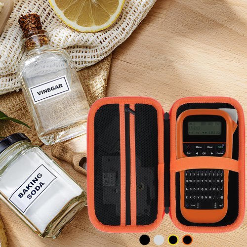 Peyyargo Case Compatible with Brother P-Touch PTH110 / PTH111 Pro / PTE110 Portable Monochrome Label Maker (Black+Orange Zipper)