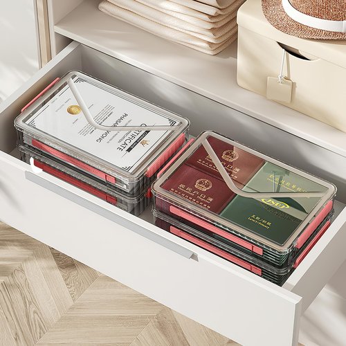 Marte Vanci Plastic Storage Bin with Lid Portable Project Case with Handle Clear Storage Box Transparent File Document Protector Stackable Container for A4 Letter Paper Photo Crafts Scrapbook