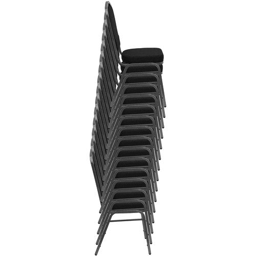 EMMA + OLIVER Crown Back Banquet Chair, Black Patterned Fabric/Gold Vein Frame