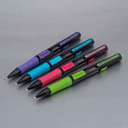 Pentel Quick Click Pop Mechanical Pencil, (0.7mm) Med. Line, Assorted Barrels, Spinner Display - 42 Pieces (PD217A-42)