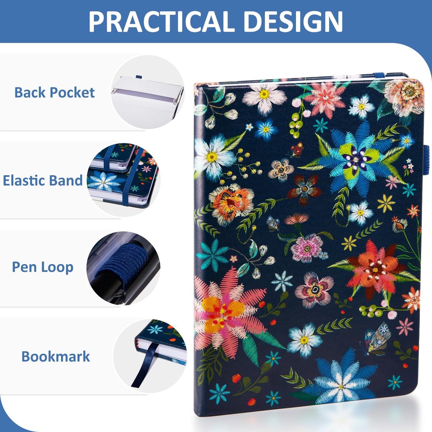 Comkiso Password Book with Individual Alphabetical Tabs Laminated, Large Print Password Keeper Book for Seniors, A5 Hardcover Internet Password Log Book to Record Website Login Details - Bloom