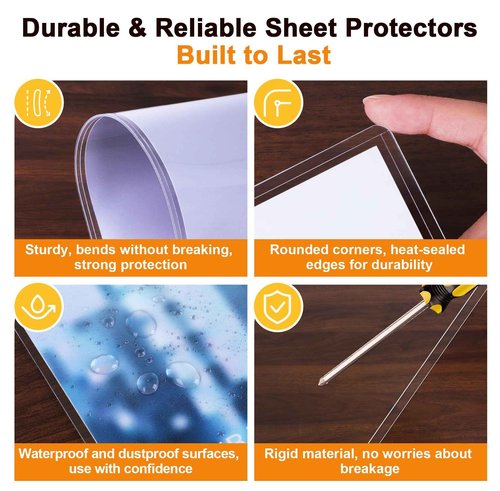 Ndsox 50 Pack 8.5" x 14" Rigid Print Protectors Clear Hard Plastic Sheet Protectors Top-Loading Rigid Menu Covers for Legal Size Paper, Documents, Photo, Posters, Prints, Artworks, Birth Certificates