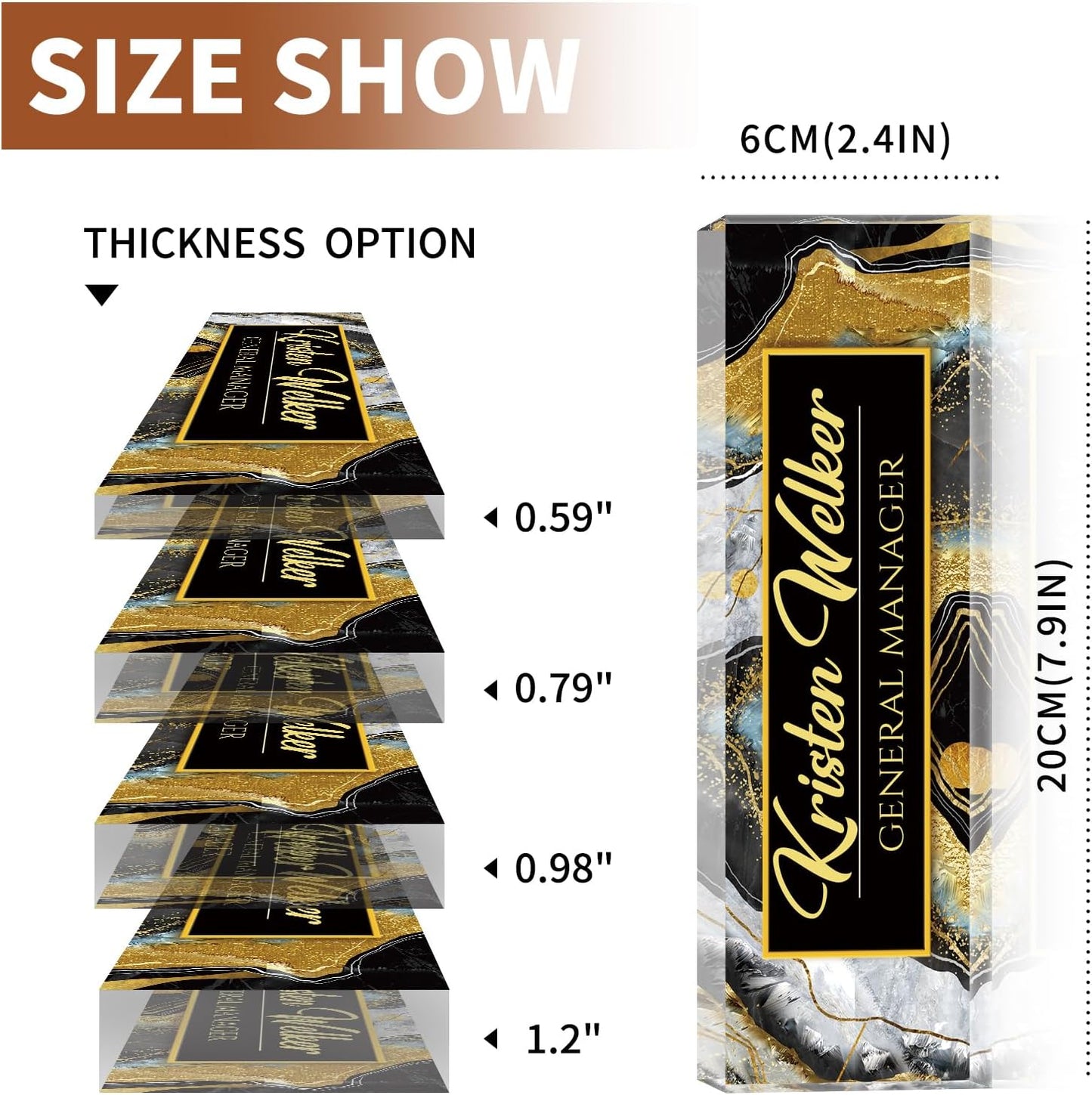 Skiennix Custom Name Plate - Personalized Acrylic Desk Decor for Office | Ideal Gift for Bosses & Professionals (Black)