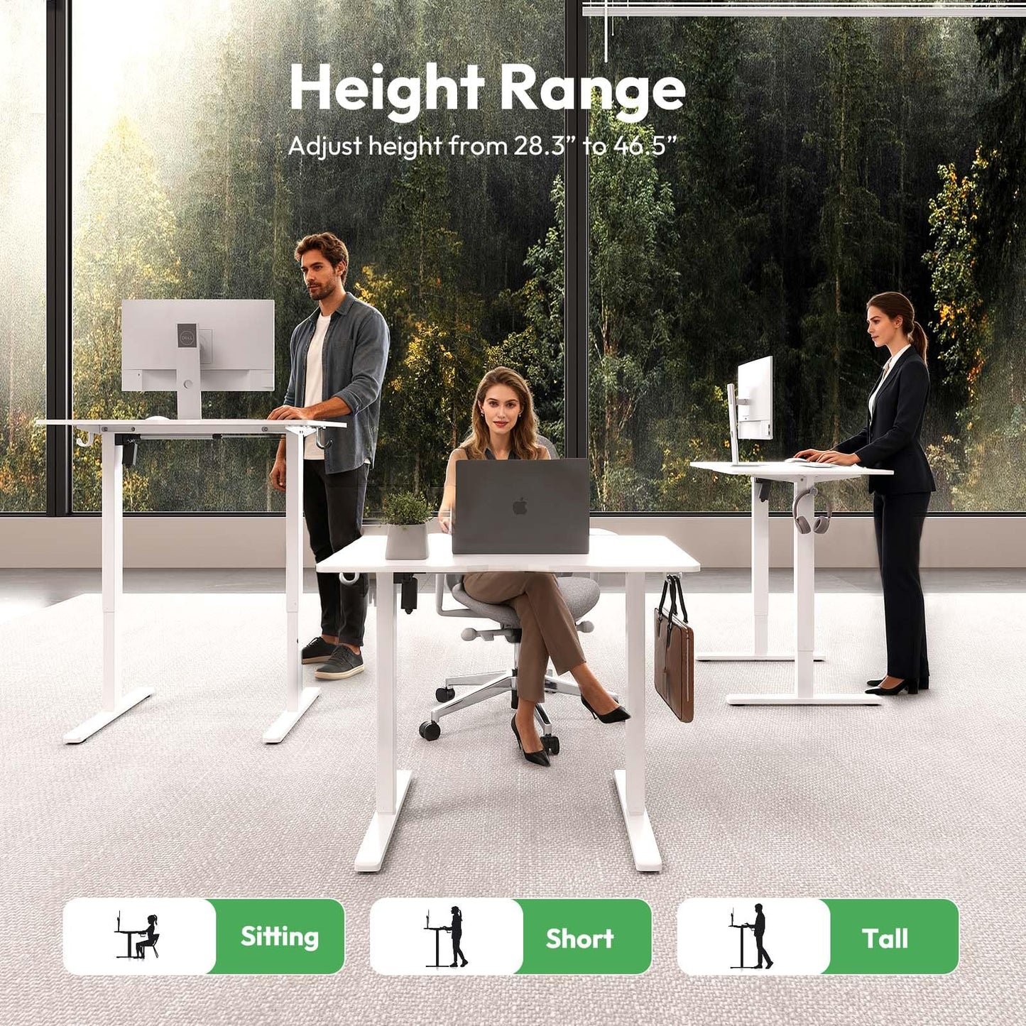 Gamork Electric Standing Desk,32x24 Inches Adjustable Height Stand up Desk, Sit Stand Home Office Desk with Splice Board, 3 Preset Heights,Equipped with Hooks,Ergonomic Computer Desk Workstation，White