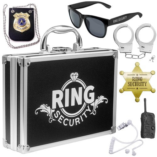 ForFine Ring Security Wedding Ring Bearer Gifts Box Case Briefcase Include Police Officer Badge, Sunglass, Badge, Spy Earpiece, Intercom, Handcuffs