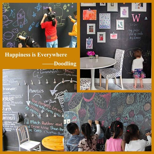Magnetic Chalkboard Contact Paper with Adhesive, 70" x 35" Magnetic Blackboard Film for Walls, Peel and Stick – Ideal for Office, Classroom, Home. Includes Dustless Chalk, Wiping Cloth, and Magnet