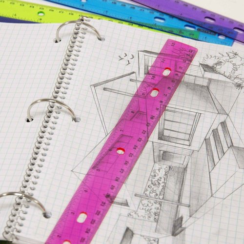 BAZIC Products Jeweltones Color Plastic Ruler 12" (30cm), Inches Centimeter Metric Measuring Drafting Rulers, for Students School Supplies (4/Pack), 24-Packs