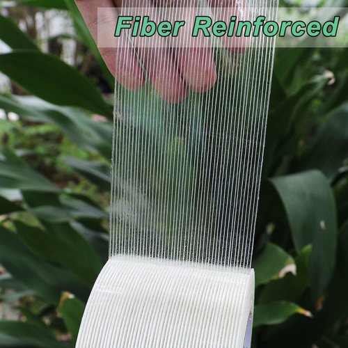 BOMEI PACK Fiber Reinforced Packing Tape 3 Inch, Heavy Duty Wide Strapping Tape, 4Rolls x 5.9Mil x 60Yds, Total 240Yds