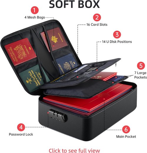 GIANTLUM Document Bag - Fireproof 3-Layer File Storage Case with Water-Resistant Zipper | Portable Organizer for Home & Office
