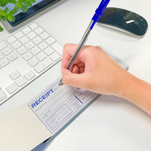 BAZIC PRODUCTS Receipts Book - 2-Part Carbonless Money Cash Rent Receipts for Landlords | 50 Sets, 7.5" x 2.75", White