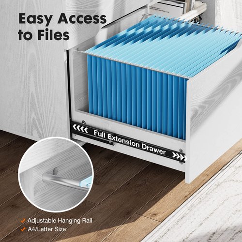 File Cabinet with 3 Drawers, Mobile Lateral Filing Cabinet with Open Storage Shelves for Home Office Under Desk Storage, White