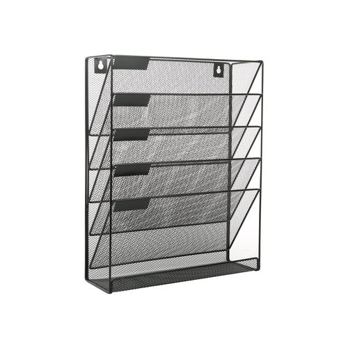 Modern Made Hanging Wall File Organizer - 6 Tiers Mail Organizer Wall Mounted - Multi Layer Wall Hanging File Organizer, Black Durable Metal Mail Holder