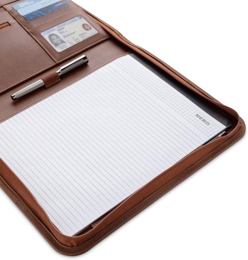 Forevermore Padfolio Binder - Professional Faux Leather Organizer for Tablets & Documents - Brown