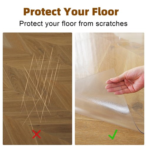 Royhom Clear Chair mat for Hardwood Floor 72 x 96 Inches, Clear Floor Mat for Rolling Chairs, Desk Hard Surface Pad, Waterproof Rectangle Protector Pad