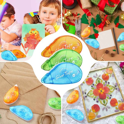 Geyee 30 Pack Double Sided Tape Roller Permanent Adhesive Scrapbooking 0.3 x 315'' Double Sided Tape Dispenser Dots for Journal Photo Paper Craft Arts Projects(Bright)