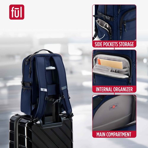 FUL Tactics Collection 17 Inch Laptop Backpack, Division Padded Computer Bag for Commute or Travel, Navy, One Size