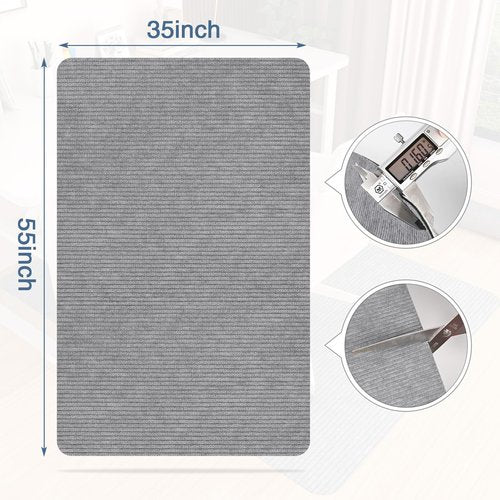 Corduroy Office Chair Mat for Hardwood Floor, 55"x35" Desk Chair Rug for Rolling Chair, Large Anti-Slip Backing Low-Pile Rug Floor Mat for Office/Home Light Grey