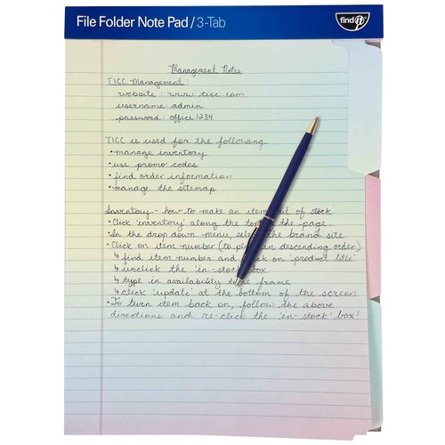 Find It File Folder Notepad - Pack of 72-9.5 x 12.5 Inch Notebook Organizer Folders for Filing, Document, and Clipboard Organization - Rainbow