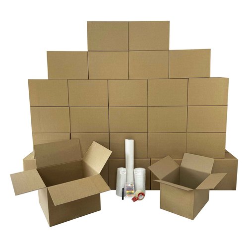 UBOXES Moving Boxes - 2 Room Bigger Smart Moving Kit - 28 Boxes,Tape, More