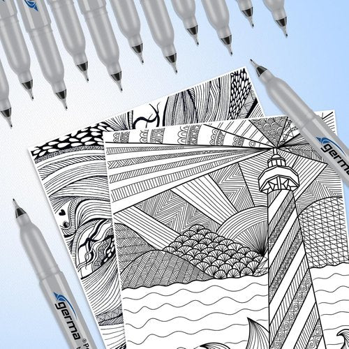 Cgerma Ultra Fine Point Permanent Markers - 18 Pack Waterproof, Quick-Dry, No Bleed for Plastic, Wood & More