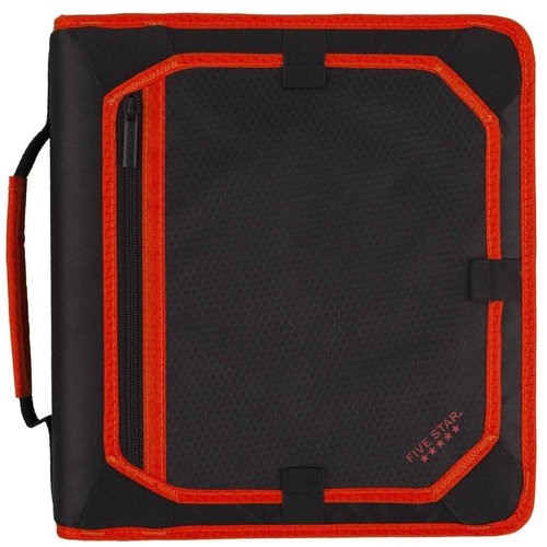Five Star Zipper Binder, 2 Inch 3-Ring Binder with Round Rings, Expansion Panel and 5-Tab Expanding File, 580 Sheet Capacity, Red/Black (29052CE8)