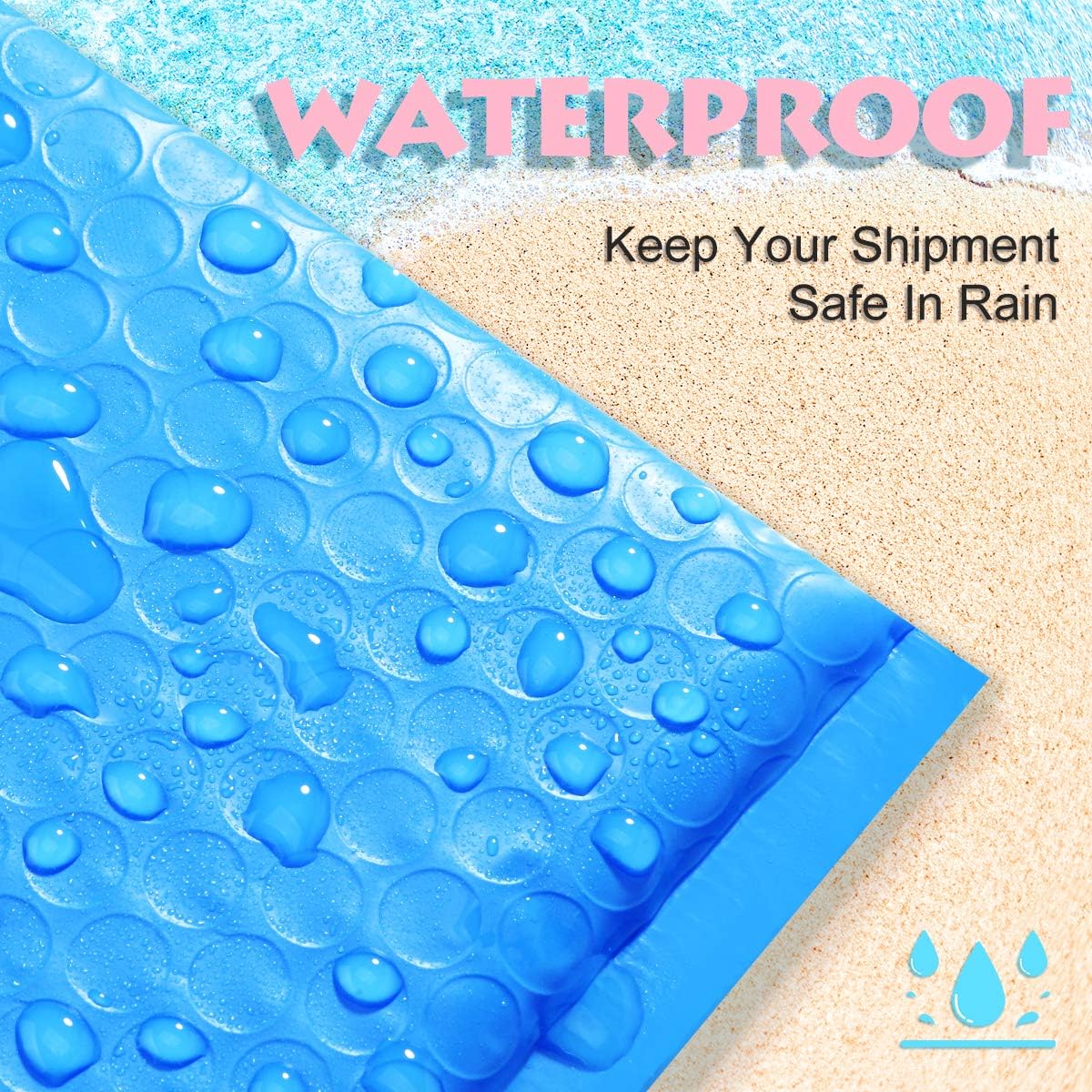 UCGOU Bubble Mailers - 4x8 Inch Blue Padded Envelopes | 50 Pack Waterproof Self-Seal Bags for Jewelry & Makeup