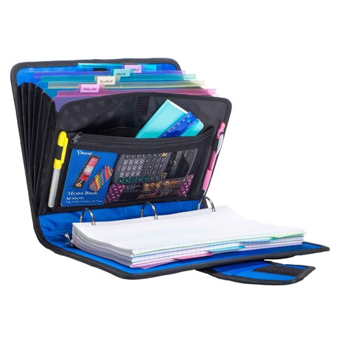 Case-It Open Tab Velcro Closure 2-Inch Binder, 5-Color Tabbed Expanding File, S-826-A Midnight Blue, 4 Pack