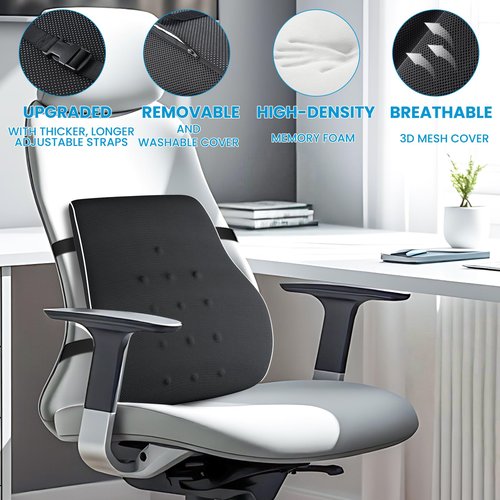 Lumbar Support Pillow for Office Chair,Office Home, College Dorm Room Essentials,Back Support Pillow for Car, Chair Cushions,Back Pain Relief Improve Posture,Mesh Cover Double Adjustable Straps