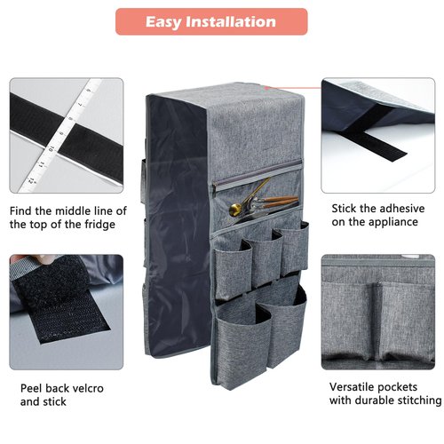 FRECOLSH Dorm and office Double Over the Fridge Caddy Organizer -Fridge Caddy Organizer - College Dorm Room Essentials for College Students Boys, Girls - 12 Pockets Flatware Organizers and Storage