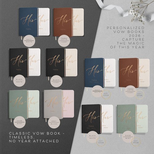 Custom 2026 Vow Books - Ivory & Terracotta Linen Wedding Vow Books for Brides & Grooms | Perfect Elopement Essentials