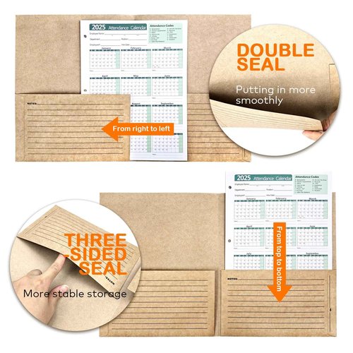 VistaRise Durable Heavy-Duty Multi-Purpose Kraft Paper Record Folders - Two-Pocket, Preprinted to Track Job Progress, Classification, and Storage (9.4" x 11.5", Pack of 25)