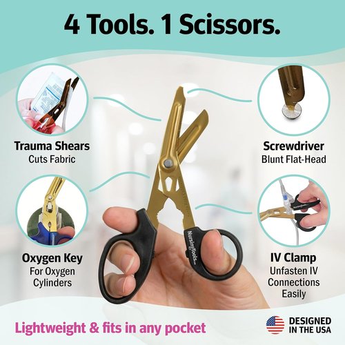 Hummingbird 4-in-1 Medical Scissors - Compact Trauma Shears for Nurses & Practitioners | Glittered Pink