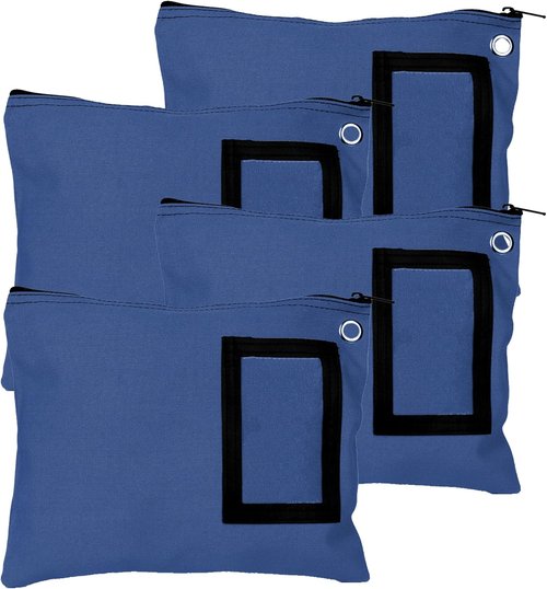 BankSupplies Canvas Zipper Bags - Set of 4 Large Storage Bags with Grommet | 12" x 9" Size