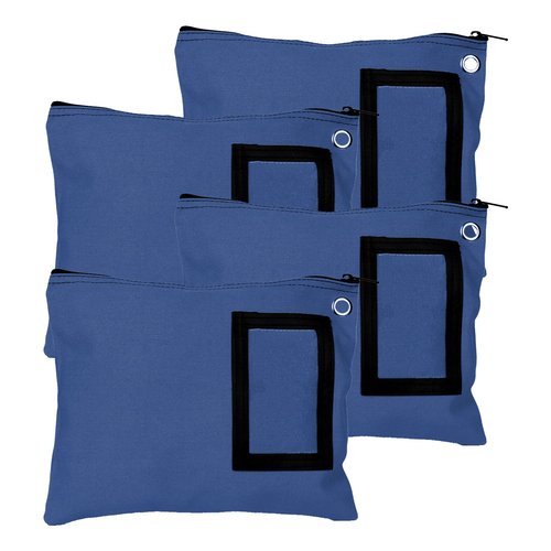 BankSupplies Canvas Zipper Bags | 12W x 9H | Set of 4 | Large Storage Bags | Grommet for Zip Tie & Padlock | 5W x 3H Framed Cardholder | Zipper Closure | Bank Bags