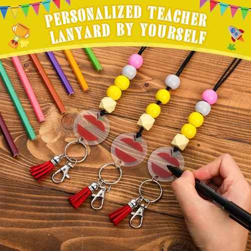 30 Pcs Teacher Appreciation Gifts Bulk Beaded Teacher Lanyards Bulk with ID Holder Marker Supplies for Thanksgiving Christmas