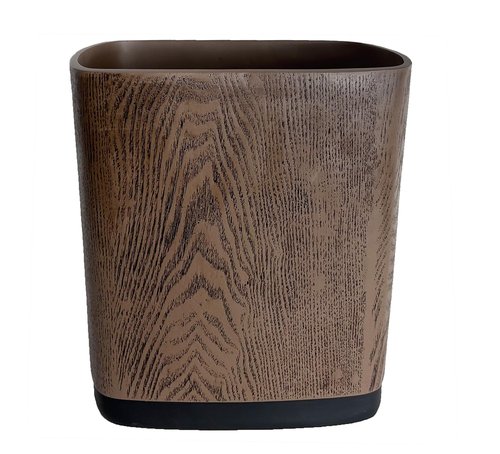 Hymmah Bathroom Trash Can 1.8 Gallon(7 Liter) Small Kitchen Garbage Can,Decor Wastebasket for Bedroom Office,Resin Hand-Carved Wooden Color