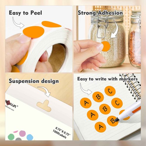 PARLAIM 3/4 Inch Roll Color Coding Labels,10000 per 10 Rolls Round Permanent Adhesive Color Coding Circle Dot Stickers for Office Home (Orange)