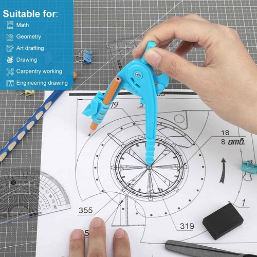 60 Pieces Compass Geometry Tool Multicolour Math Compass Drawing Compass for Geometry Plastic Geometry Compass with Pencil for Student Classroom School Office Drafting Art Drawing (4 Colors, 60 PCS)