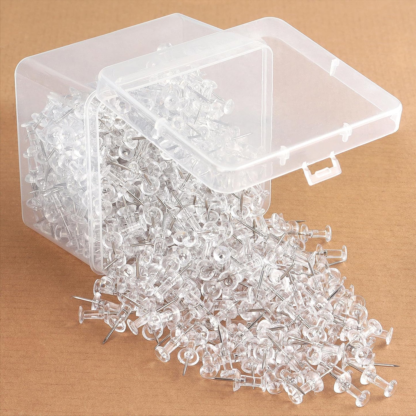 ZZTX Push Pins - 500-Pack Large Clear Thumb Tacks with Steel Point for Bulletin Boards & Offices